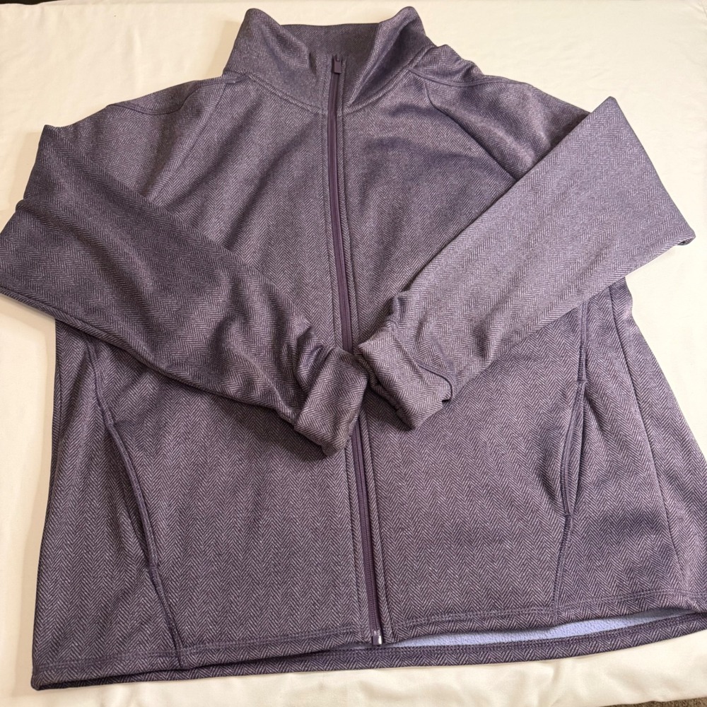Champion C9 Purple Herringbone Fleece Lined Full Zip Jacket Mock Neck Large